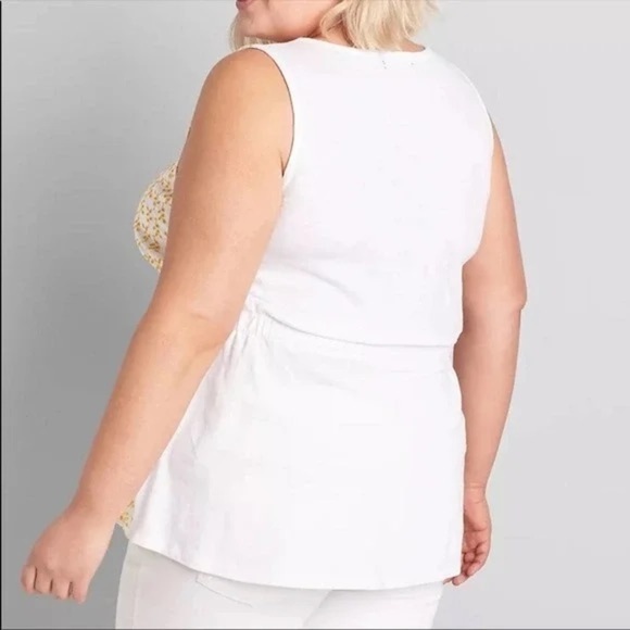 Lane Bryant | Sunny Yellow & White Eyelet Tank Top Size 14/16 Summer Spring - Picture 2 of 9